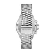 Emporio Armani Diver Chronograph Blue Dial Silver Mesh Strap Watch for Men - AR11587