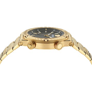  Shop Authentic Versace Greca Logo Quartz Black Dial Gold Steel Strap Watch for Men - VE8G00624 - Luxxuri