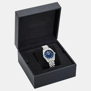  Shop Authentic Versace V-Code Analog Blue Dial Silver Steel Strap Watch for Women - VE8I00324 - Luxxuri
