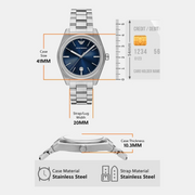  Shop Authentic Emporio Armani Frederico Analog Blue Dial Silver Steel Strap Watch for Men - AR11620 - Luxxuri