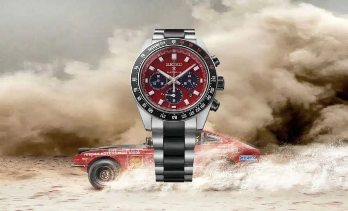 Seiko Prospex Speedtimer Solar Chronograph Datsun 240Z Collaboration Limited Edition Red Dial Two Tone Steel Strap Watch for Men - SBDL123