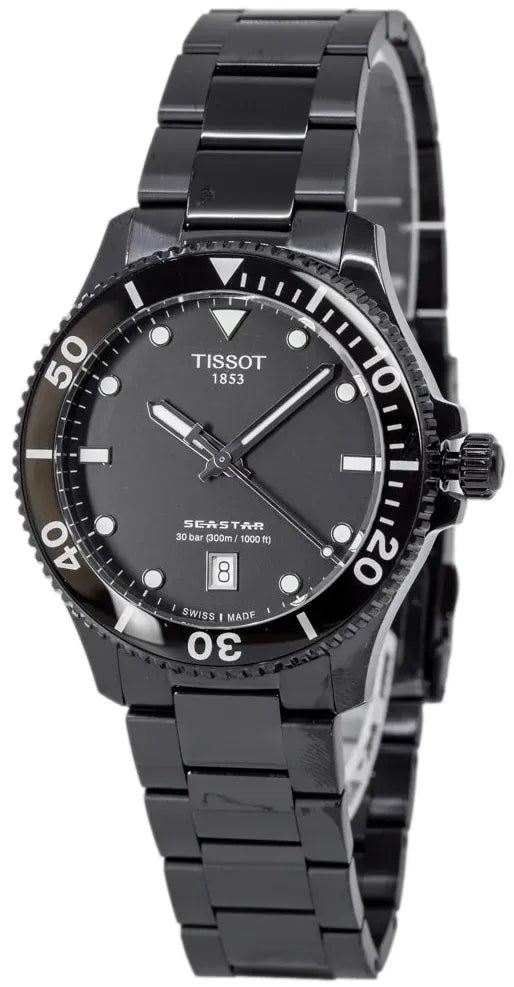 Tissot Seastar 1000 Quartz Black Dial Black Steel Strap Watch for Men - T120.410.33.051.00