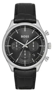  Shop Authentic Hugo Boss Gregor Chronograph Black Dial Black Leather Strap Watch for Men - 1514049 - Luxxuri