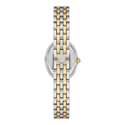 Tory Burch Oval White Dial Two Tone Steel Strap Watch for Women - TBW6033