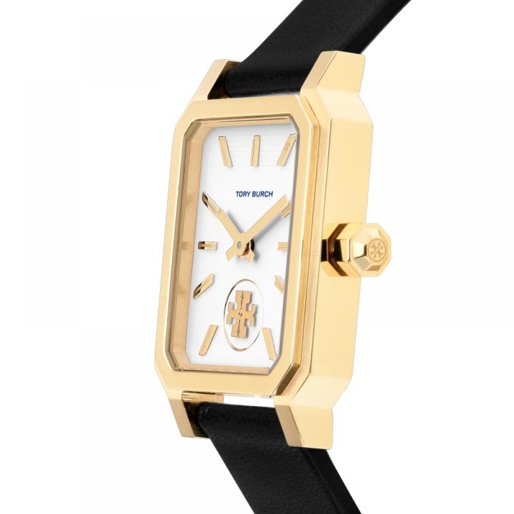 Tory Burch Robinson White Dial Black Leather Strap Watch for Women - TBW1504