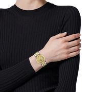  Shop Authentic Versace Reve Analog Gold Dial Two Tone Steel Strap Watch for Women - VE8B00324 - Luxxuri