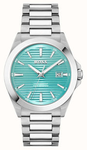 Hugo Boss Strike Turquoise Blue Dial Silver Steel Strap Watch for Men - 1514171