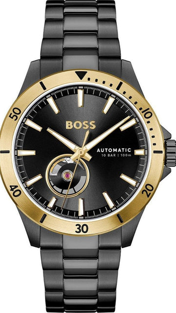  Shop Authentic Hugo Boss Troper Chronograph Automatic Black Dial Black Steel Strap Watch for Men - 1514203 - Luxxuri