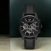  Shop Authentic Emporio Armani Antonio Chronograph Black Dial Black Leather Strap Watch for Men - AR11583 - Luxxuri