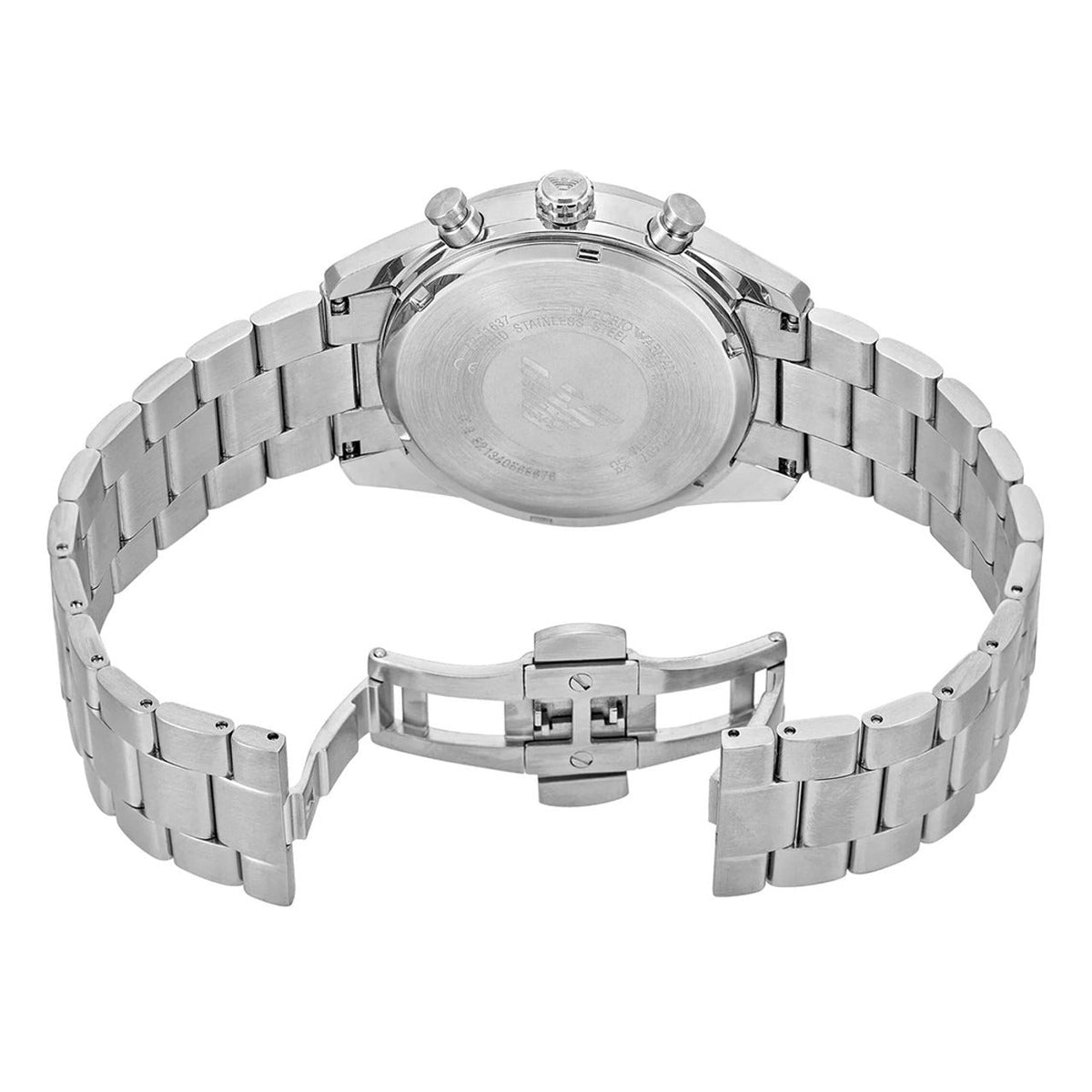 Emporio Armani Racer Chronograph Green Dial Silver Steel Strap Watch for Men - AR11637