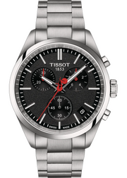 Tissot PR 100 Vuelta Chronograph Black Dial Silver Steel Strap Watch for Men - T150.417.11.051.01