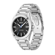 Hugo Boss Strike Black Dial Silver Steel Strap Watch for Men - 1514170