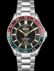 Hugo Boss Runner 3H Black Dial Silver Steel Strap Watch for Men - 1514210