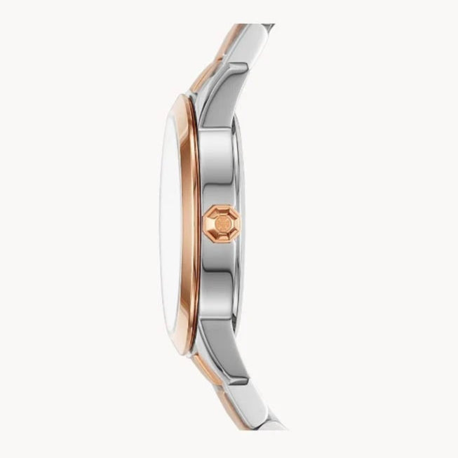 Tory Burch Collins White Dial Two Tone Steel Strap Watch for Women - TBW1305