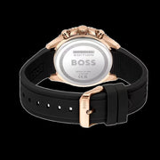 Hugo Boss Runner Chronograph Black Dial Black Silicone Strap Watch for Men - 1514168