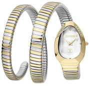 Just Cavalli Glam Evo 4 White Dial Two Tone Steel Strap Watch for Women - JC1L209M0065