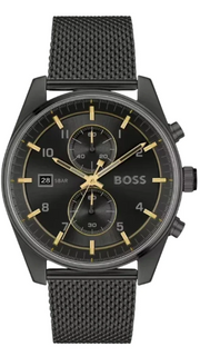 Hugo Boss Skytraveller Chronograph Black Dial Black Mesh Strap Watch for Men - 1514150