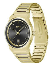 Hugo Boss Candor Black Dial Gold Steel Strap Watch for Men - 1514077