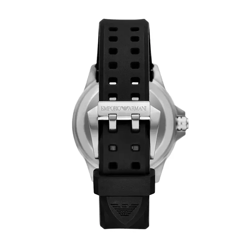 Emporio Armani Sea Explorer Black Dial Black Silicone Strap Watch for Men - AR60086
