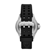 Emporio Armani Sea Explorer Black Dial Black Silicone Strap Watch for Men - AR60086