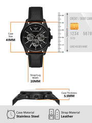  Shop Authentic Emporio Armani Antonio Chronograph Black Dial Black Leather Strap Watch for Men - AR11583 - Luxxuri