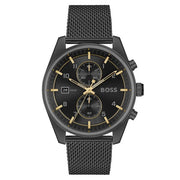 Hugo Boss Skytraveller Chronograph Black Dial Black Mesh Strap Watch for Men - 1514150