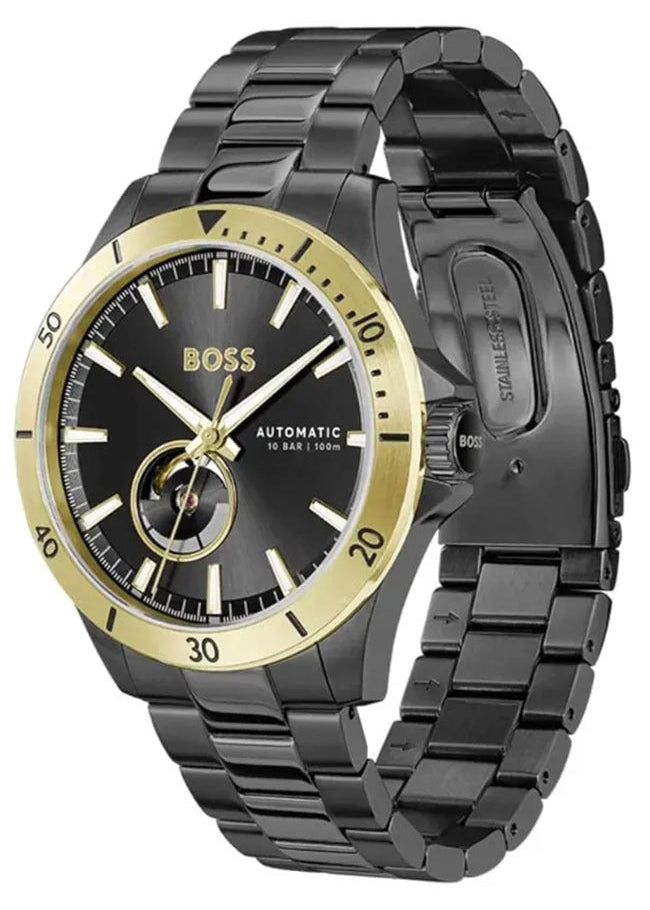  Shop Authentic Hugo Boss Troper Chronograph Automatic Black Dial Black Steel Strap Watch for Men - 1514203 - Luxxuri