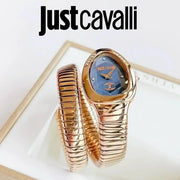 Just Cavalli Glam Evo 4 Blue Dial Rose Gold Steel Strap Watch for Women - JC1L229M0055