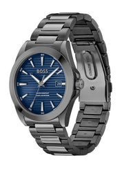 Hugo Boss Strike Blue Dial Gunmetal Grey Steel Strap Watch for Men - 1514175