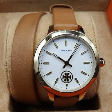 Tory Burch Collins Quartz White Dial Brown Leather Strap Watch for Women - TBW1304