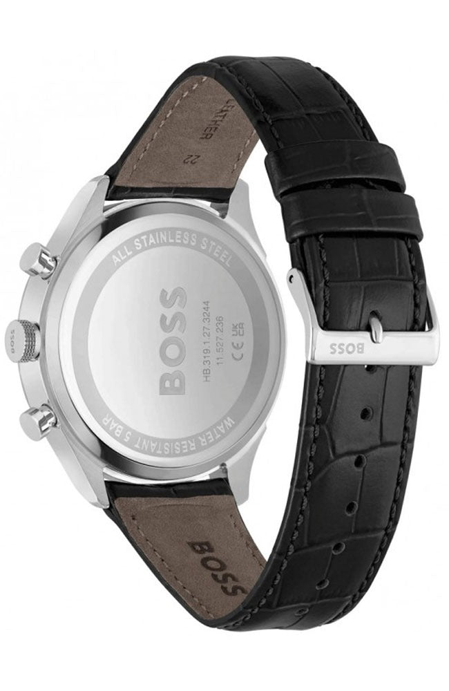  Shop Authentic Hugo Boss Gregor Chronograph Black Dial Black Leather Strap Watch for Men - 1514049 - Luxxuri