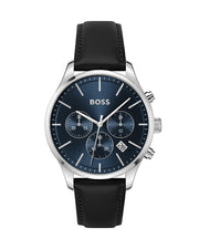  Shop Authentic Hugo Boss Avery Chronograph Blue Dial Black Leather Strap Watch for Men - 1514156 - Luxxuri