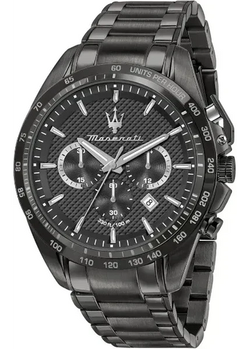 Maserati Traguardo Limited Edition Chronograph Black Dial Black Steel Strap Watch for Men - R8873612045