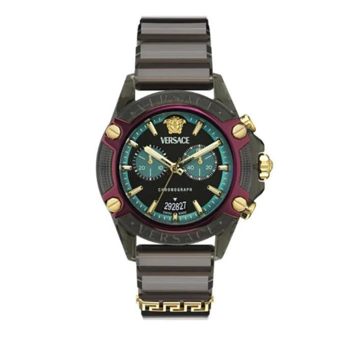  Shop Authentic Versace Icon Active Chronograph Black Dial Black Rubber Strap Unisex Watch - VE8P00224 - Luxxuri