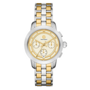 Tory Burch The Tory Chronograph White Dial Two Tone Steel Strap Watch for Women - TBW1052