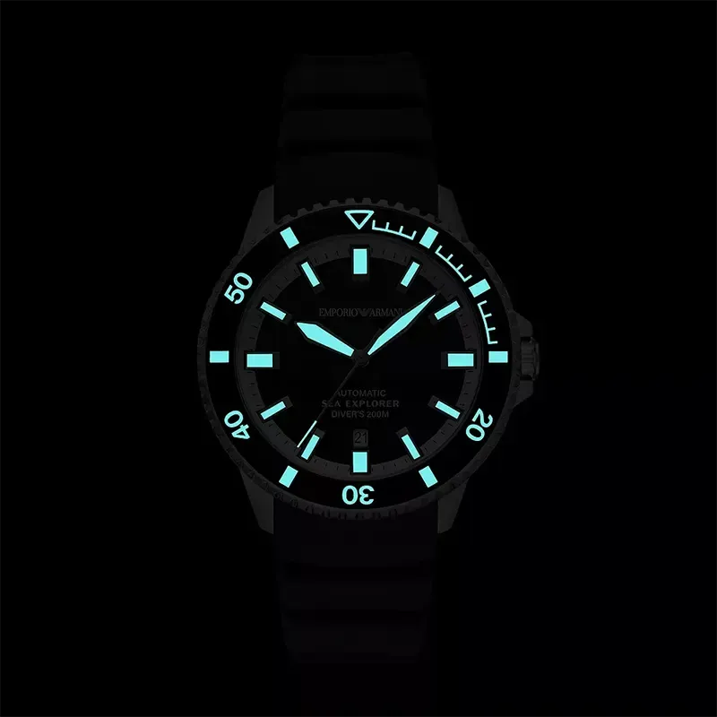 Emporio Armani Sea Explorer Black Dial Black Silicone Strap Watch for Men - AR60086
