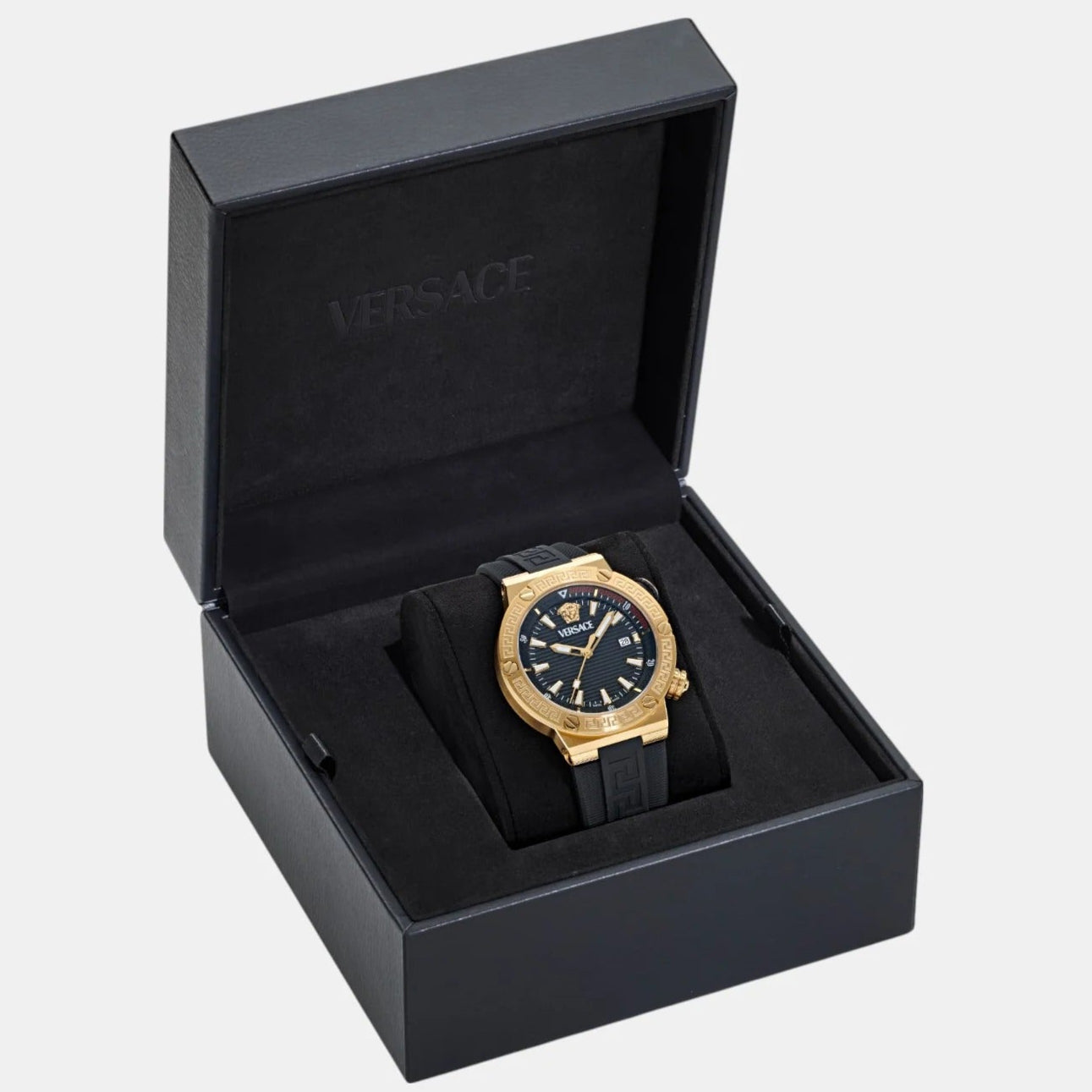  Shop Authentic Versace Greca Logo Diver Quartz Black Dial Black Rubber Strap Watch for Men - VE8G00324 - Luxxuri