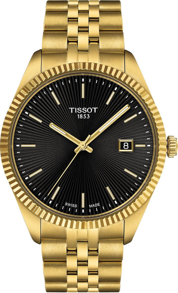 Tissot Ballade Quartz Black Dial Gold Steel Strap Watch for Men - T156.410.33.051.00