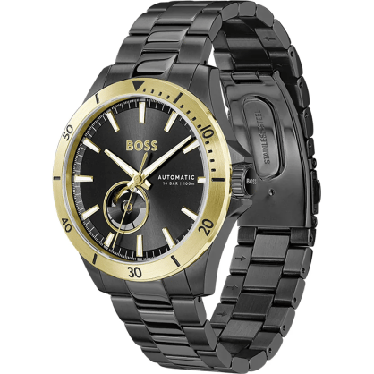  Shop Authentic Hugo Boss Troper Chronograph Automatic Black Dial Black Steel Strap Watch for Men - 1514203 - Luxxuri