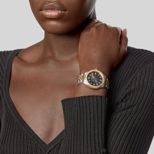  Shop Authentic Versace Hellenyium Grey Dial Two Tone Steel Strap Watch for Women - VEHU00520 - Luxxuri