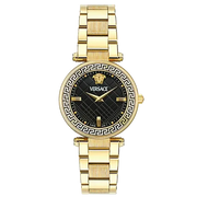  Shop Authentic Versace Reve Analog Black Dial Gold Steel Strap Watch for Women - VE8B00624 - Luxxuri