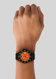 Emporio Armani World Explorer Orange Dial Black Silicone Strap Watch for Men - AR11684
