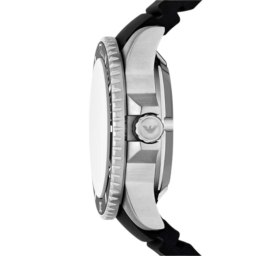 Emporio Armani Sea Explorer Black Dial Black Silicone Strap Watch for Men - AR60086
