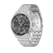 Hugo Boss Skytraveller Chronograph Grey Dial Silver Steel Strap Watch for Men - 1514151