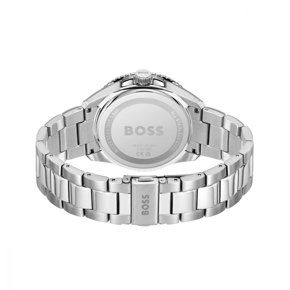 Hugo Boss Runner 3H Green Dial Silver Steel Strap Watch for Men - 1514208