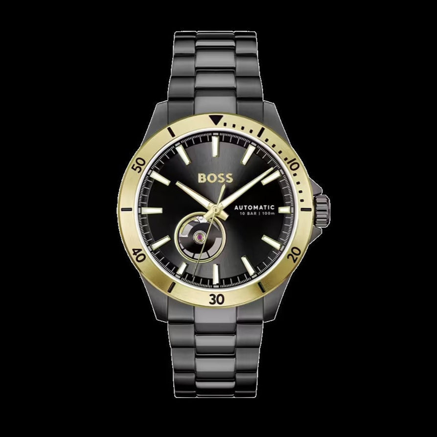 Shop Authentic Hugo Boss Troper Chronograph Automatic Black Dial Black Steel Strap Watch for Men - 1514203 - Luxxuri