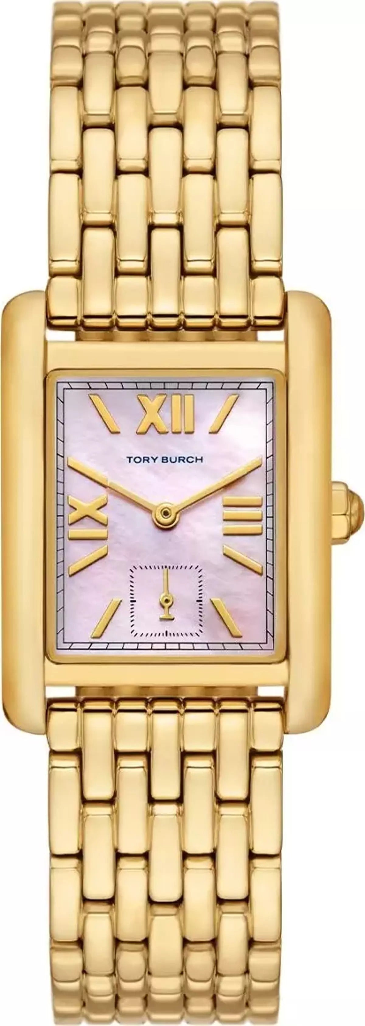 Tory Burch Eleanor Mother of Pearl Pink Dial Gold Steel Strap Watch for Women - TBW1077