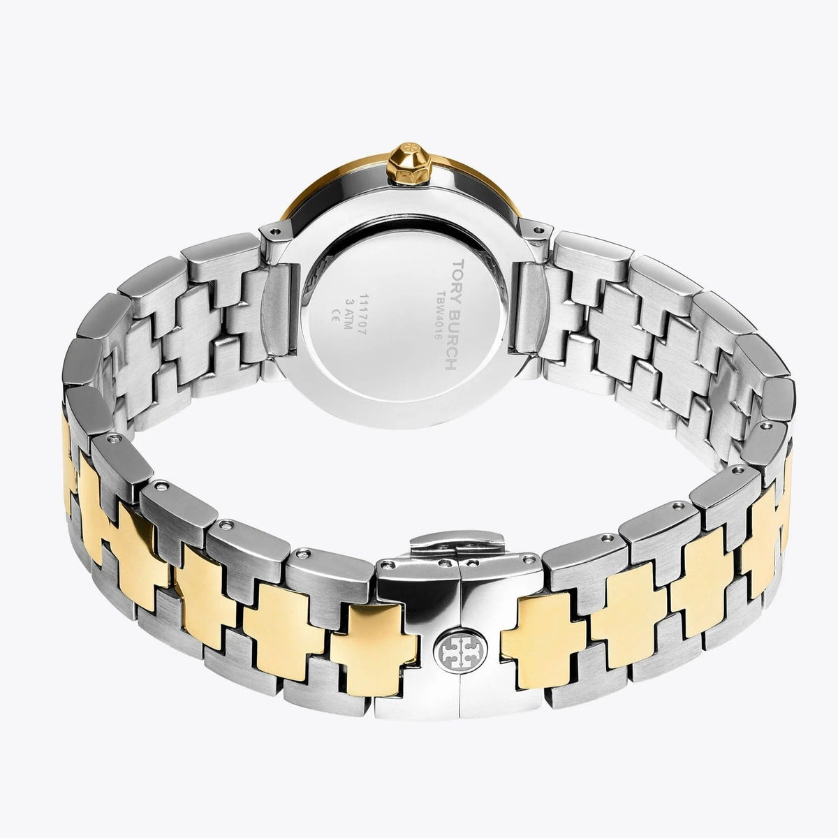 Tory Burch Reva Gold Dial Two Tone Steel Strap Watch for Women - TBW4016