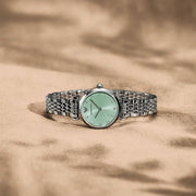 Emporio Armani Gianni T Bar Green Dial Silver Steel Strap Watch for Women - AR11667