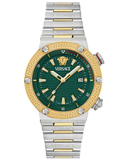  Shop Authentic Versace Greca Logo Diver Quartz Green Dial Two Tone Steel Strap Watch for Men - VE8G00524 - Luxxuri